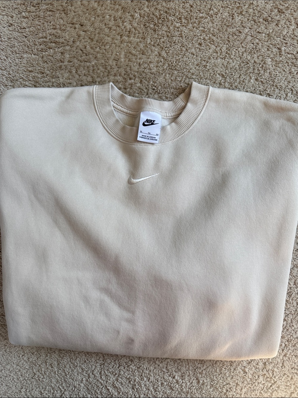 Nike Cream/Off-White Crewneck Sweatshirt with Embroidered Swoosh